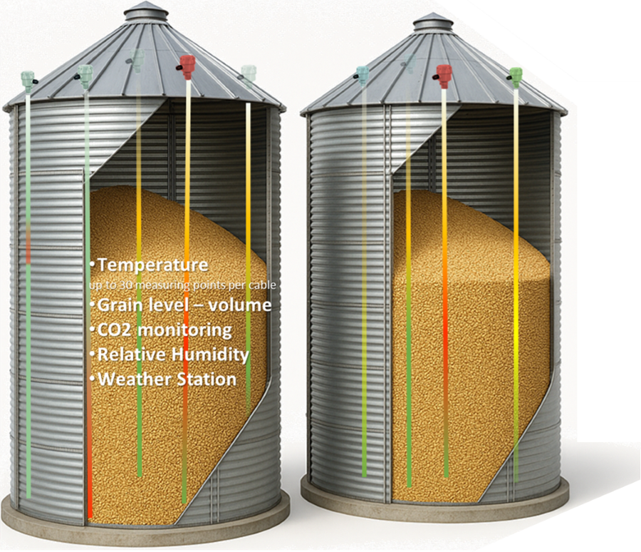 Design of EGIDION GrainSentinel solution in 2 silo bins