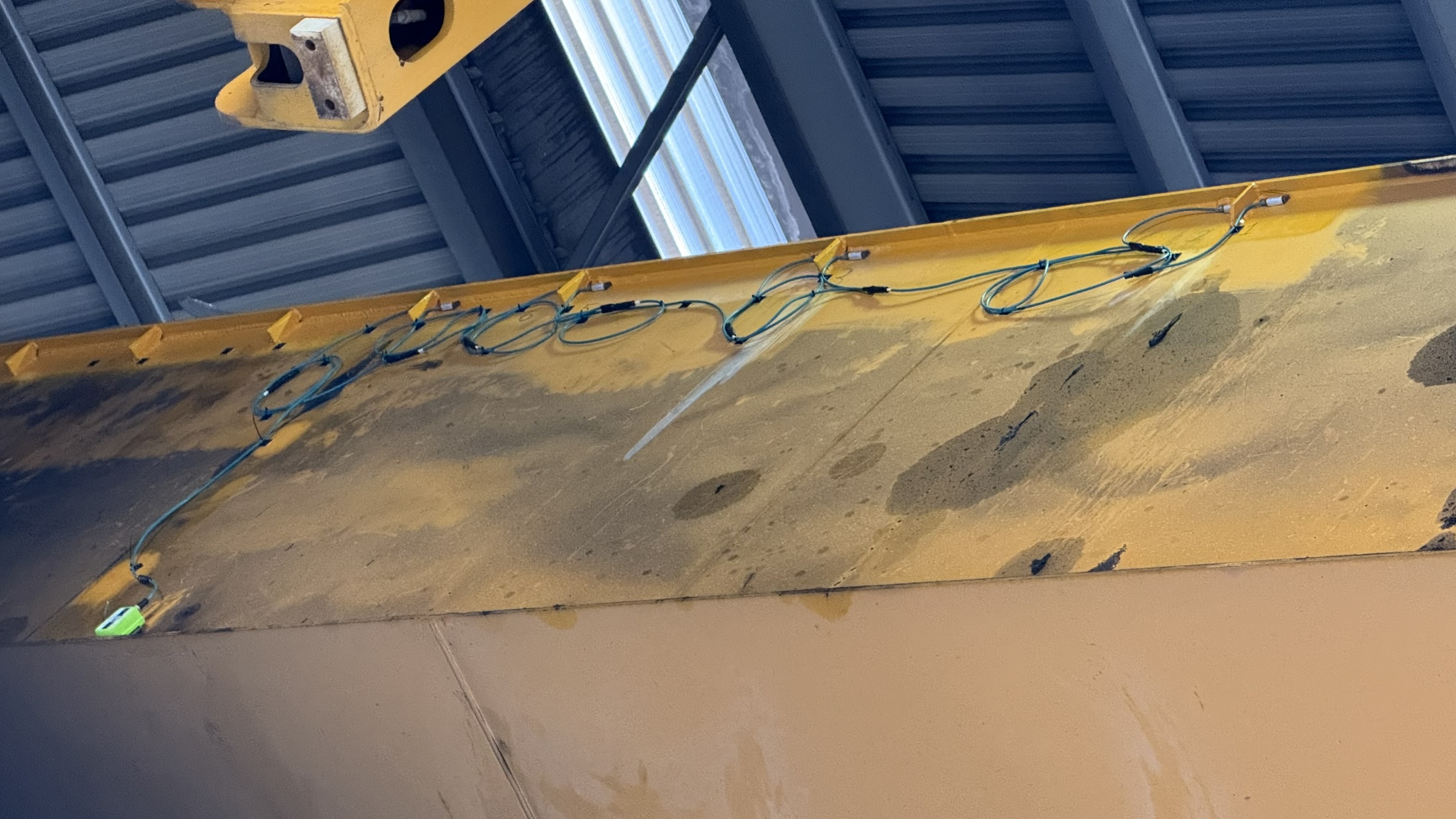 Industrial steel crane structure under monitoring