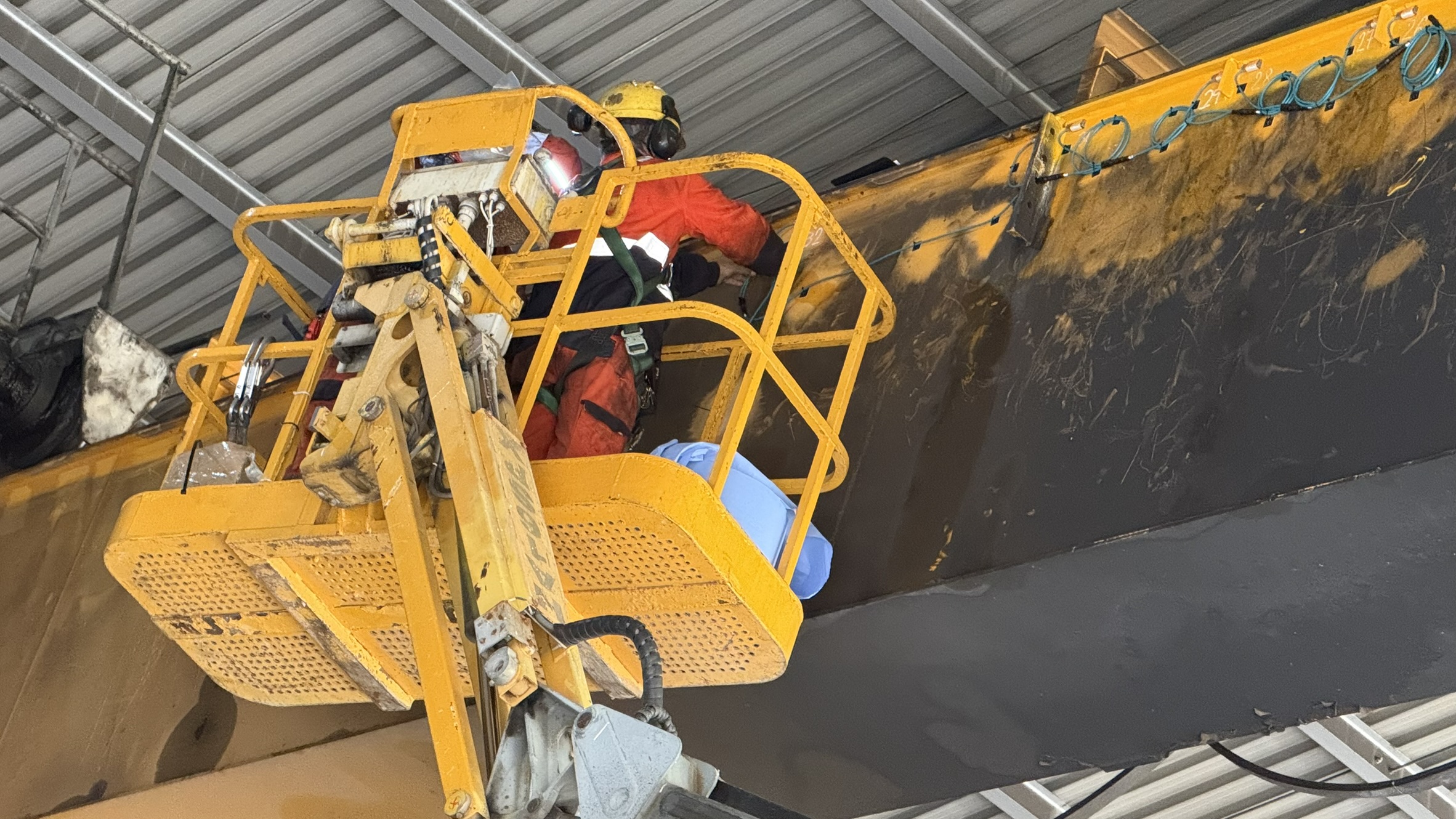 EOT crane structure with installed monitoring sensors for asset integrity