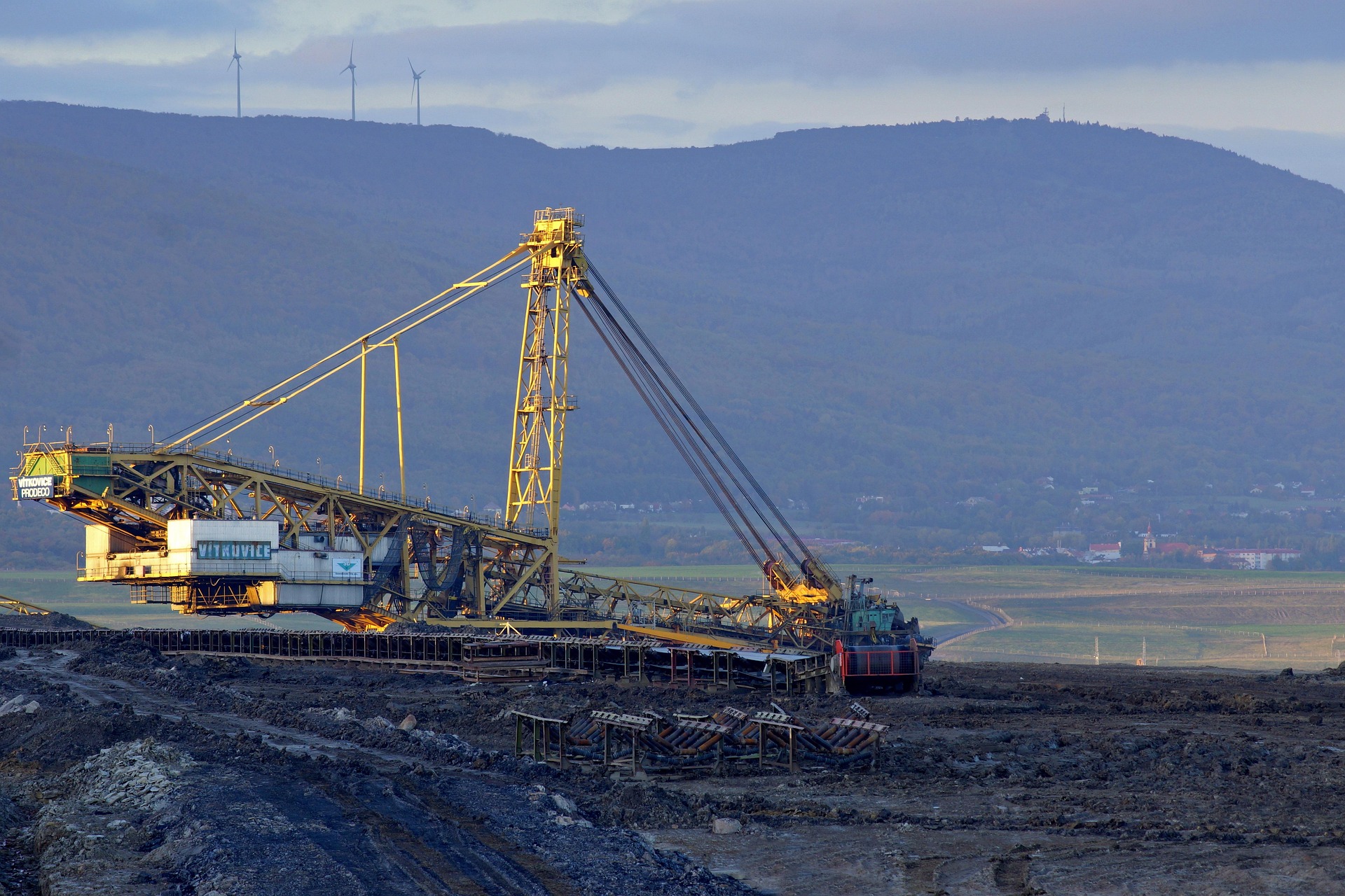 Bucket-wheel excavator in a mining operation