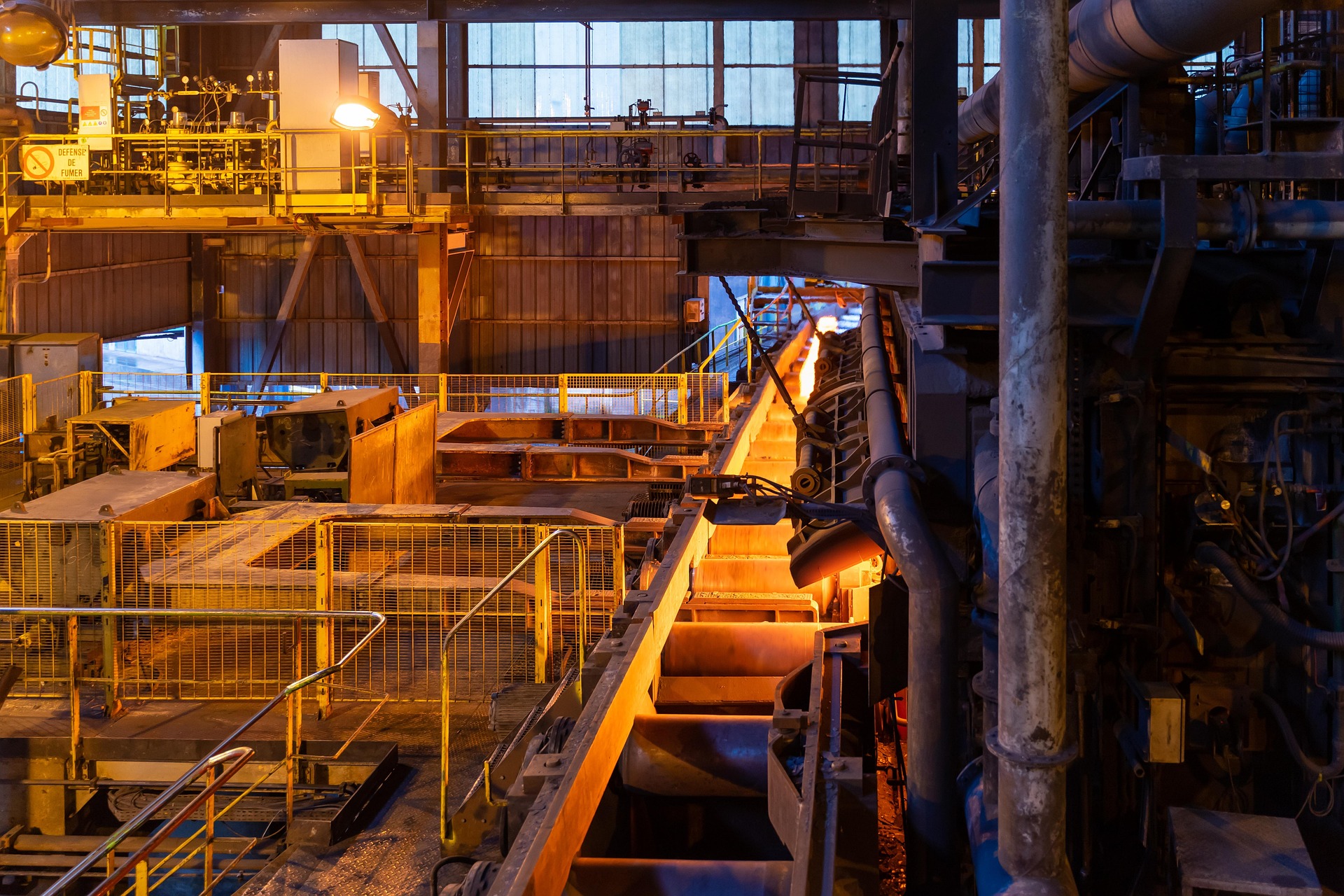 Steel factory interior for heavy industrial operations