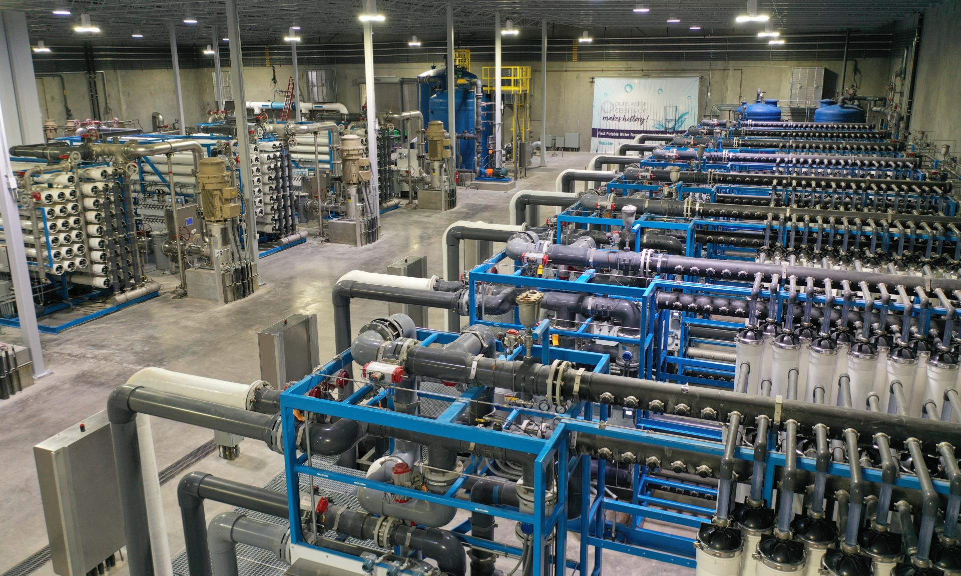 Water treatment plant equipment and piping infrastructure